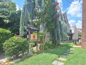 gardens and sign outside aikido dojo
