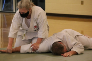 student working on technique